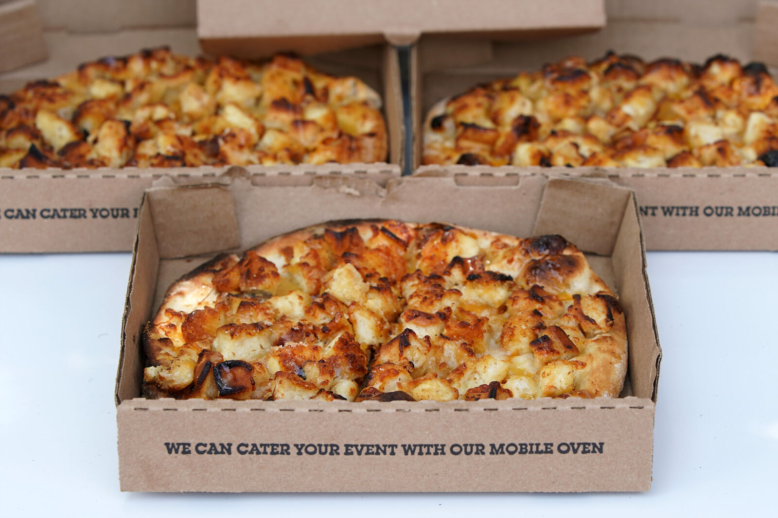 Dirty Bird chicken and waffle pizza
